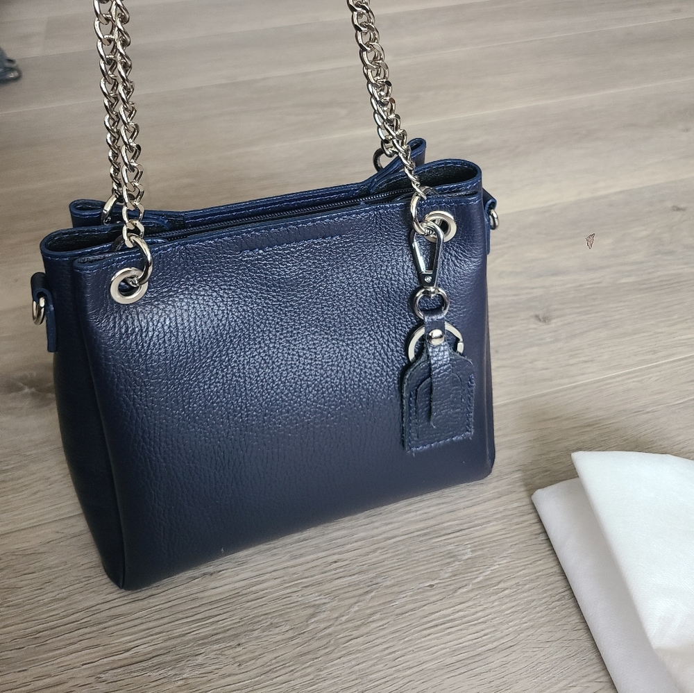 New Italian leather purse navy blue